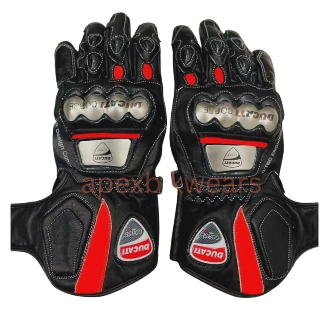 Ducati Motorcycle Gloves – Genuine Leather Biker Riding Gloves Men’s Ducati Racing Gloves – Premium Leather Motorbike Gear