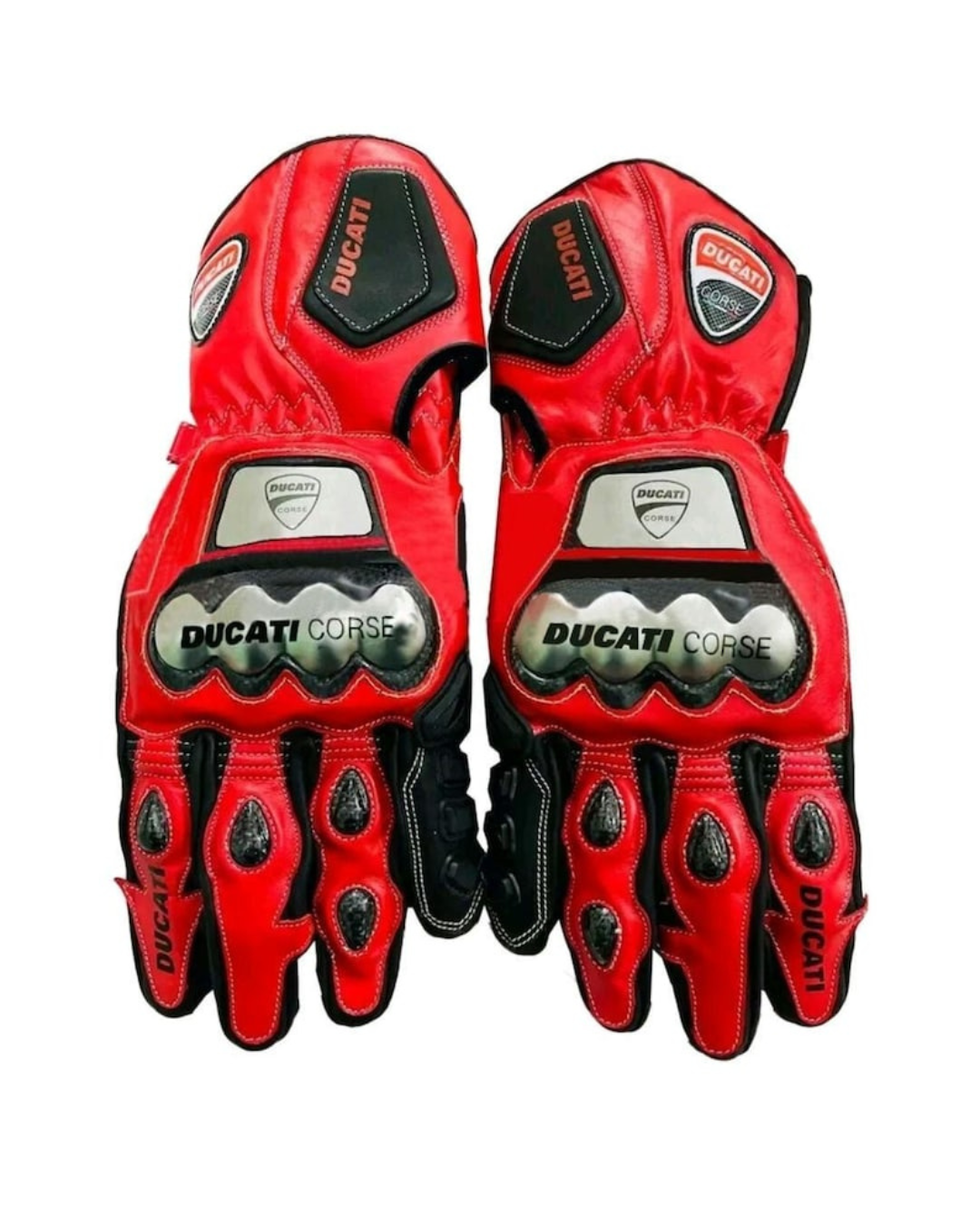 Ducati Motorcycle C6 Red Leather Gloves – Genuine Leather Biker Riding Gloves Men’s Ducati Racing Gloves – Premium Leather Motorbike Gear