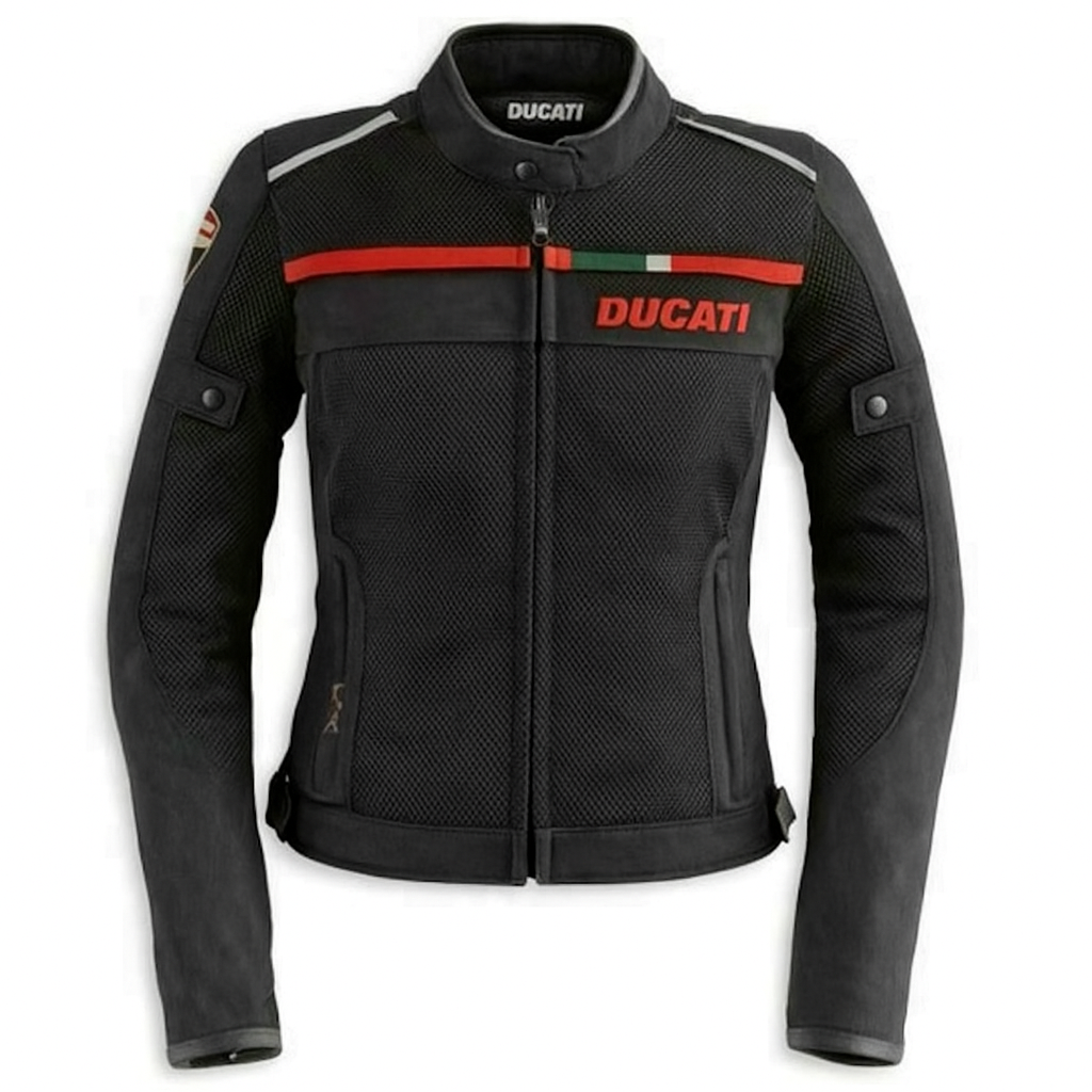 Ducati Flow 12 Fabric Motorcycle Jacket – Premium Riding Gear for Women | Waterproof Textile Biker Jacket | Breathable Red & Black Jacket