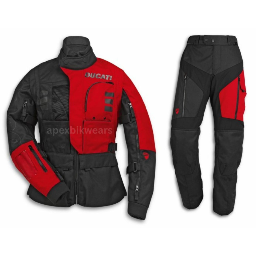 Ducati Tour Summer C1 Women's Motorcycle Suit – Red & Black | Cordura Textile | CE Armoured Touring Gear